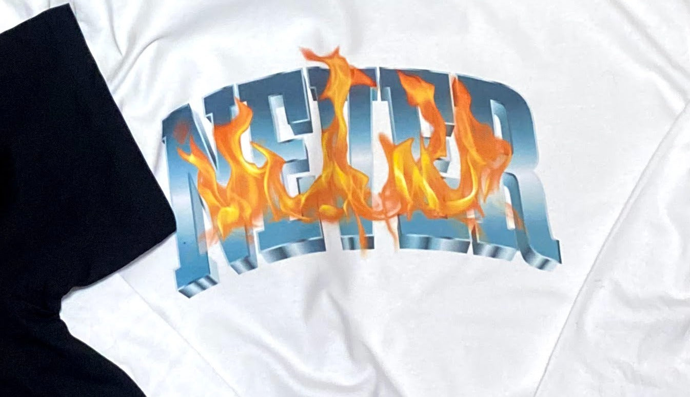 Chrome Fire 'NEVER' Tee - White