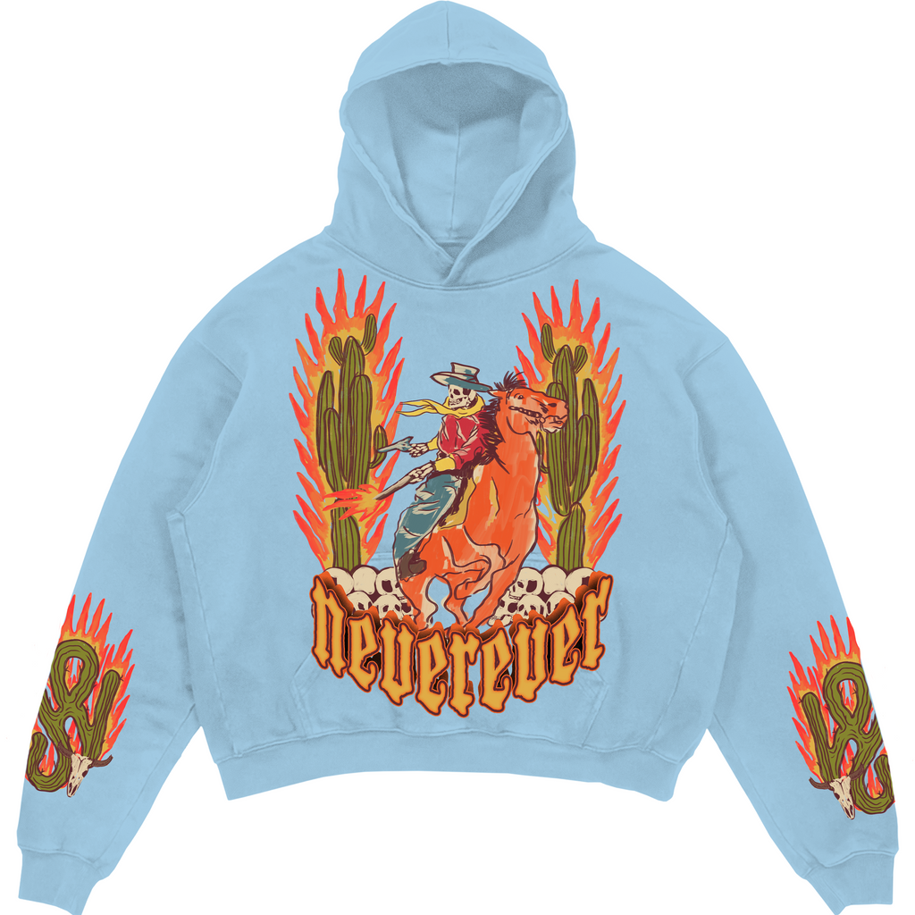 Trouble Out West Hoodie in Baby Blue