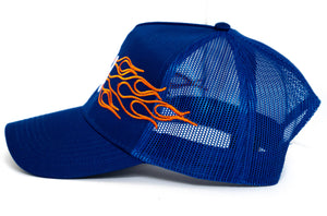 Neverever Logo Flame Trucker Blue