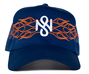 Neverever Logo Flame Trucker Blue