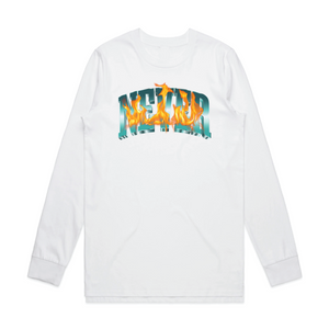 Chrome Fire 'NEVER'  Longsleeve - White